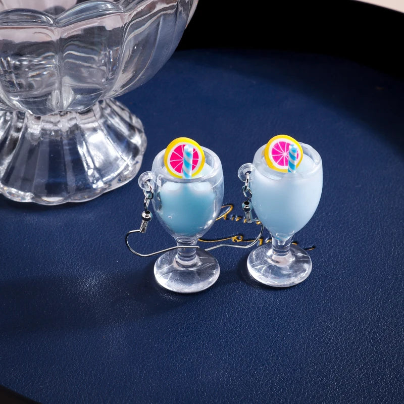 Summer Drink Drop Earrings for Women Sweet Ice Cream Bottle Pendants Dangle Earrings Girls Minimalist Party Jewelry Gifts