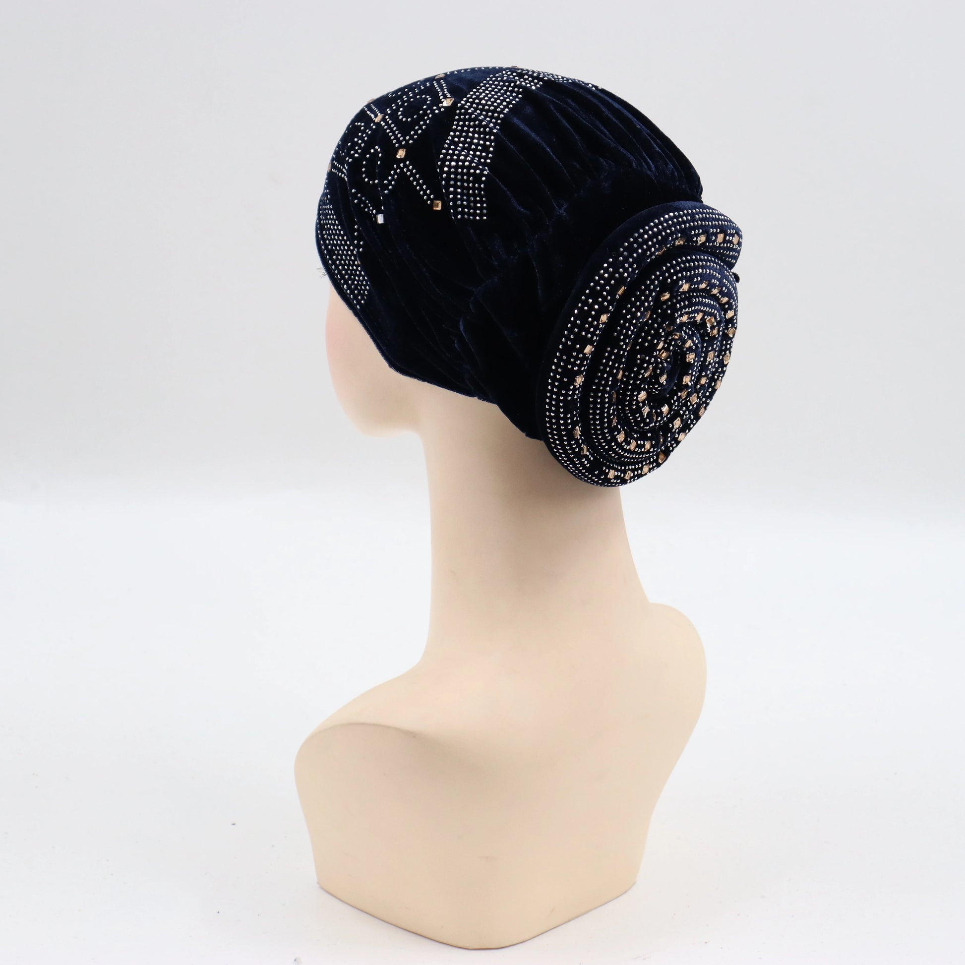 Soft Velvet Turban Cap for Women Muslim Headscarf Bonnet Elastic Female Headpiece Stylish Glitter Diamonds African Head Wraps - NamafadStore