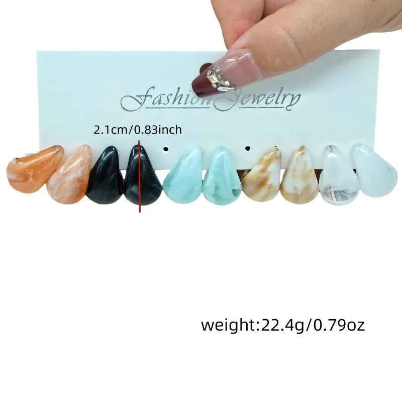 30pcs Imitation Jade Pattern Gradient Creative Dopamine Colored Water Droplet Earring Set for Women