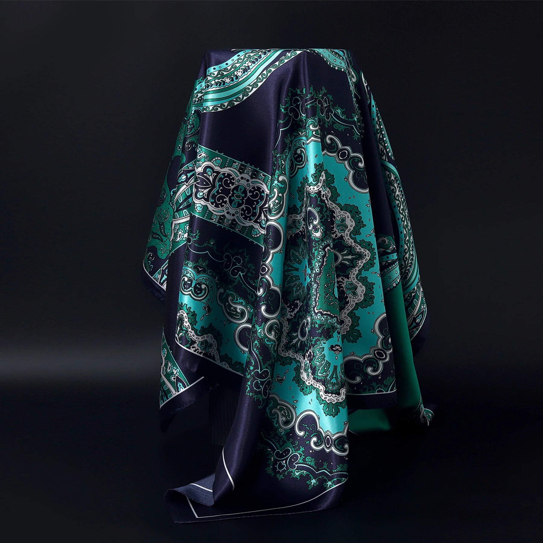 1 piece 35.4 inches Women Shawls Fashion print Summer Kerchief Luxury Brand 90X90CM Bandanna New Foulard Satin Square Headcloth - NamafadStore