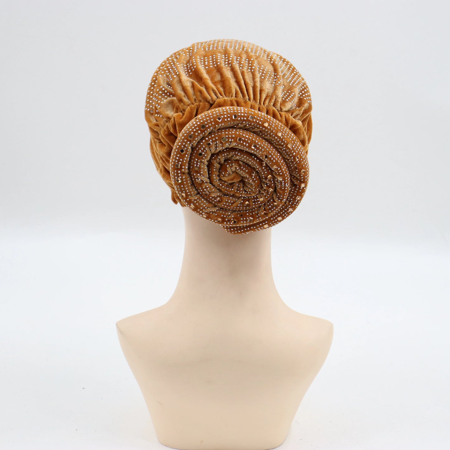 Soft Velvet Turban Cap for Women Muslim Headscarf Bonnet Elastic Female Headpiece Stylish Glitter Diamonds African Head Wraps - NamafadStore