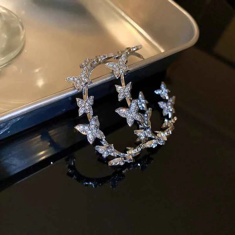 Korean Fashion Butterfly Earrings Earrings for Women Pink Opal Dangle Earrings Valentines Day Anniversary Birthday Jewelry Gift