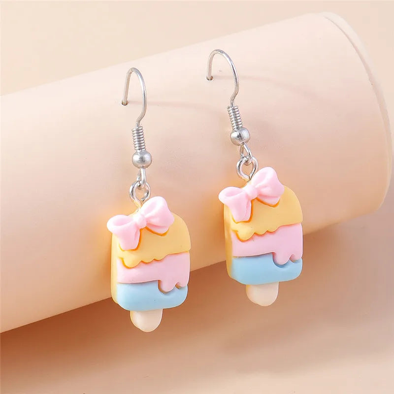 Aihua New In Women Earring Resin Funny Food Earrings French Fries Cookies Ice Cream Bread Hot Dog Pizza Chocolate Girl Kids Gift