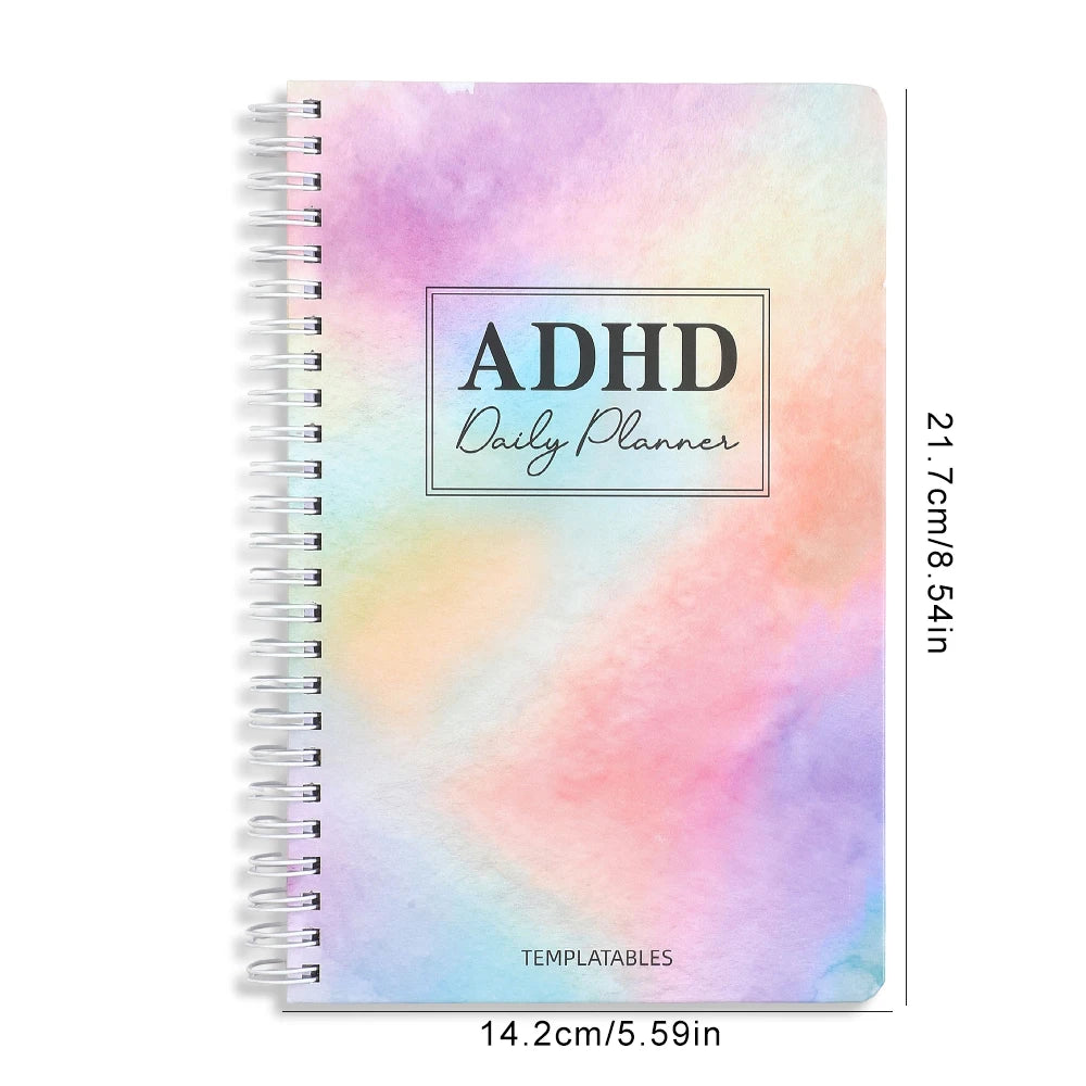 64 Sheets Undated ADHD Daily Focus Planner A5 Notebook with Stickers Multi-Color Pages for Neurodivergent Adults Students