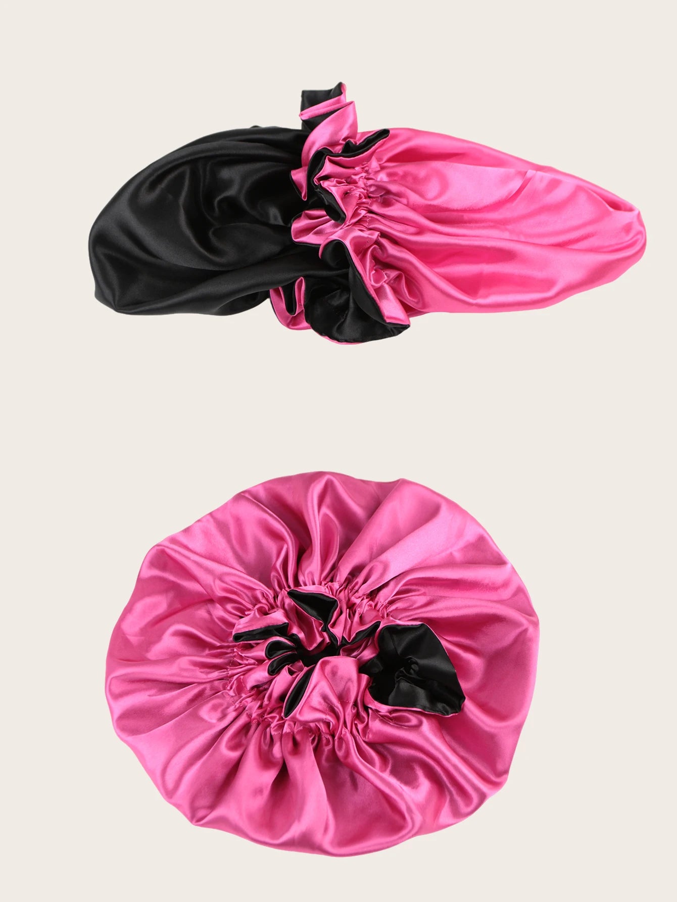 1pc Double Layer Laced edge satin bonnets matching colors sleep bonnet cap