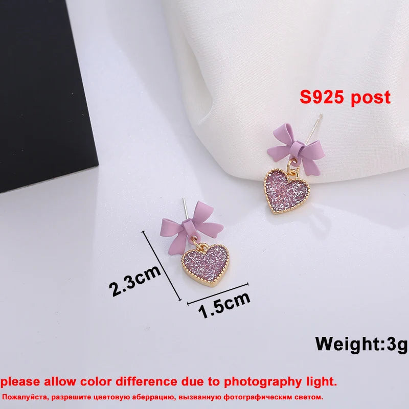 Purple Color Women Dangle Earrings Small Round Unusual Earrings Fashion Flower Butterfly Hanging earrings pendientes mujer