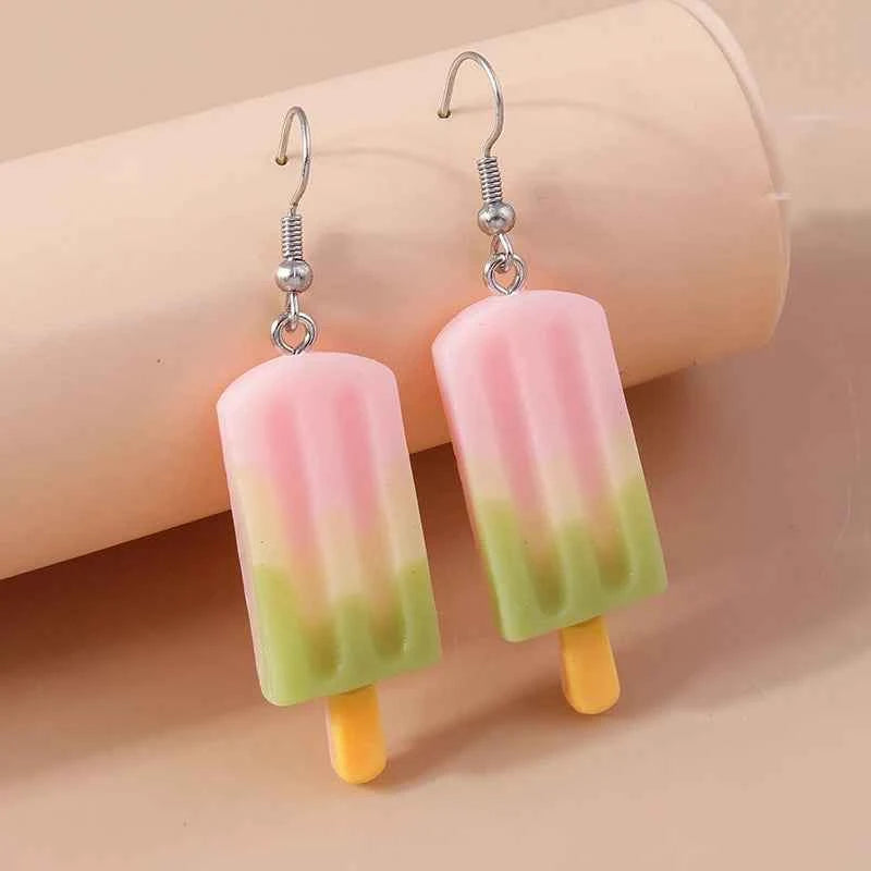 Aihua New In Cute Resin Funny Food Earrings Sweet Simulation Popsicle Earrings Girl Kids Jewelry Gifts