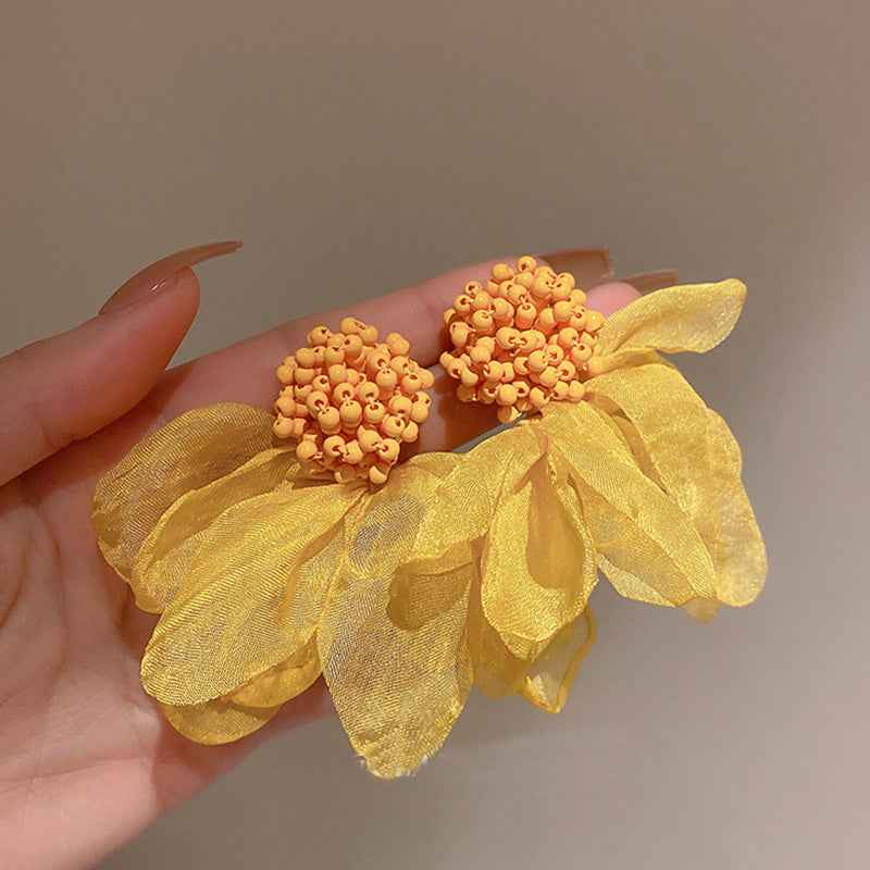 Geometry Yellow Drop Earring for Women 2023 New In Flower Earring Versatile Luxury Designer Jewelry Girls' Night