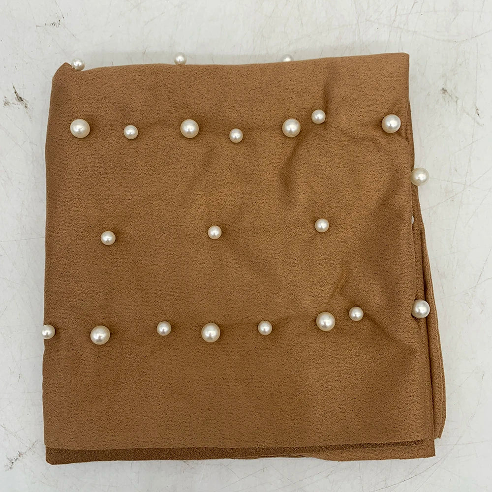 2024 Suede Twisted Turban Cap for Women Beading Head Wraps Bonnet Muslim Headscarf Hat Lady Wrap Head Scarf - NamafadStore