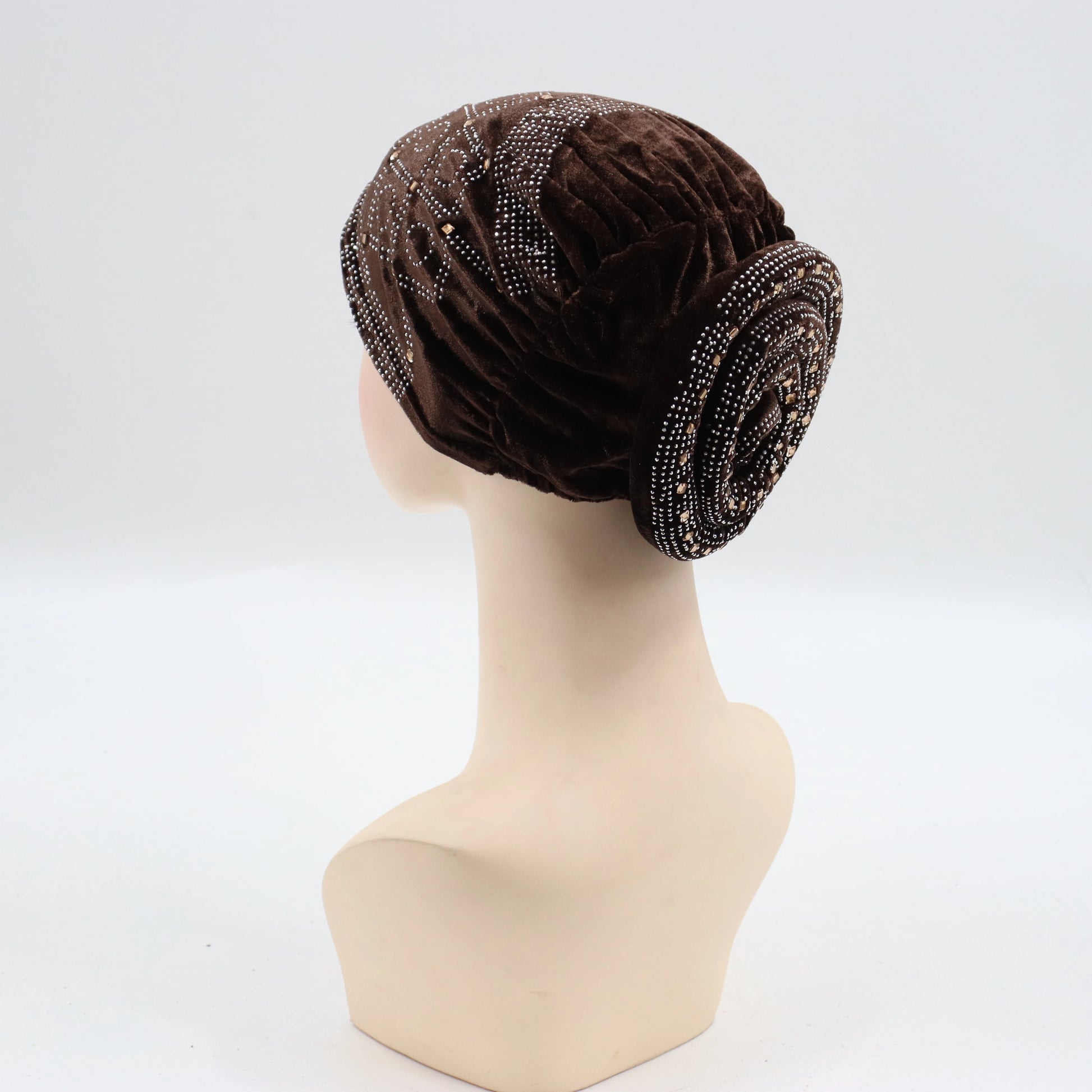 Soft Velvet Turban Cap for Women Muslim Headscarf Bonnet Elastic Female Headpiece Stylish Glitter Diamonds African Head Wraps - NamafadStore