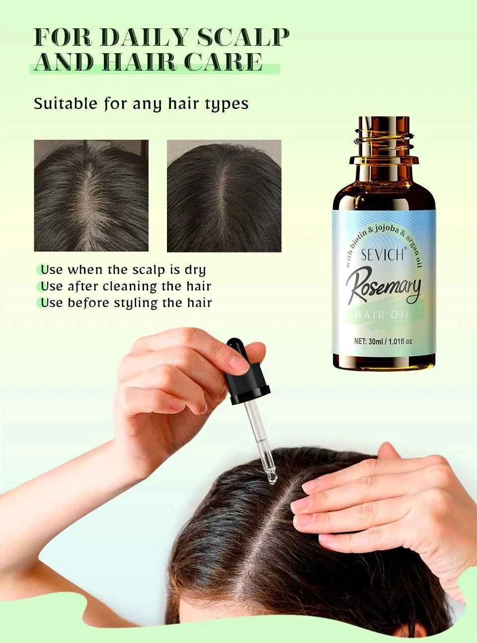 Rosemary Mint oil Scalp Hair Strengthening Hair Growth Essential Nourishing Treatment For Split Ends Dry Organics Hair Care Oil