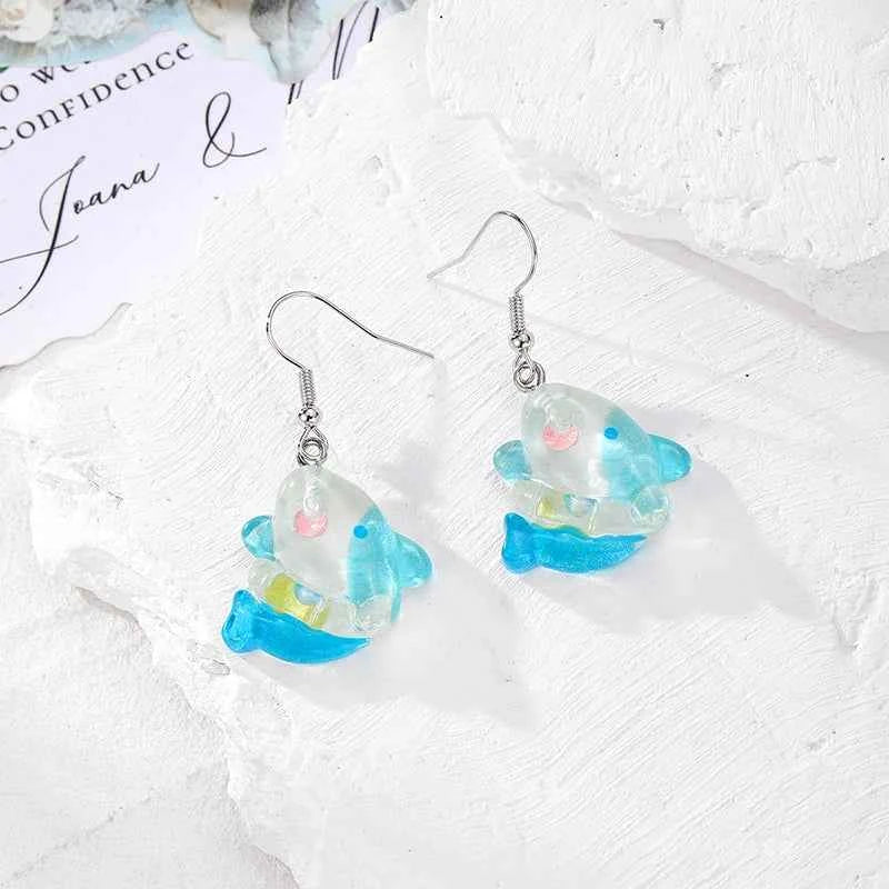 Resin Marine Animal Octopus Whale Drop Earrings For Women Gift New Cute Creative Funny Shark Sea Lion Pendant Eardrop Jewelry