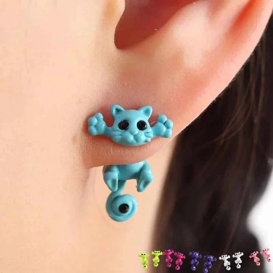 1pair Cute Cat Stud Earrings For Women Multiple Color Classic Fashion Kitten Animal Jewelry Girls Jewelry accessories