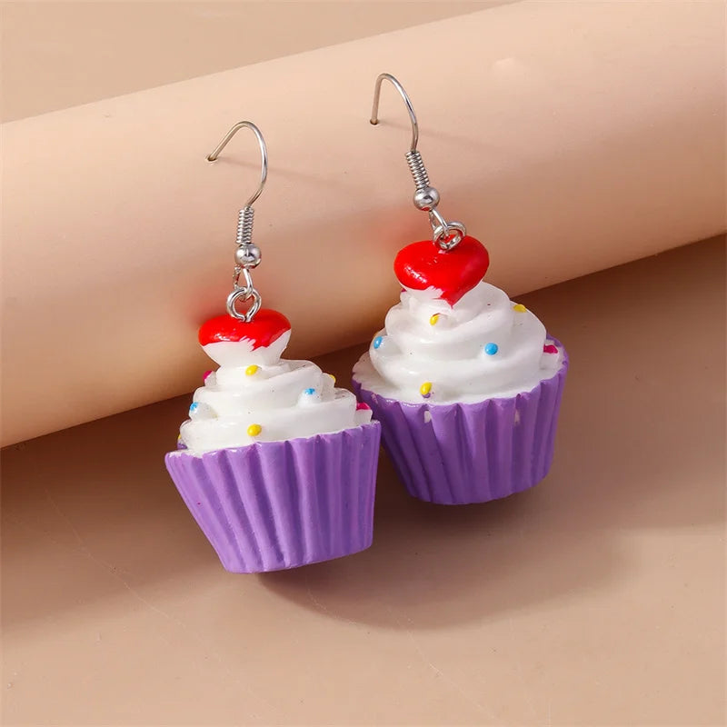 Sweet Food Cake Drop Earrings for Women Girls Party Holiday Jewelry Gifts