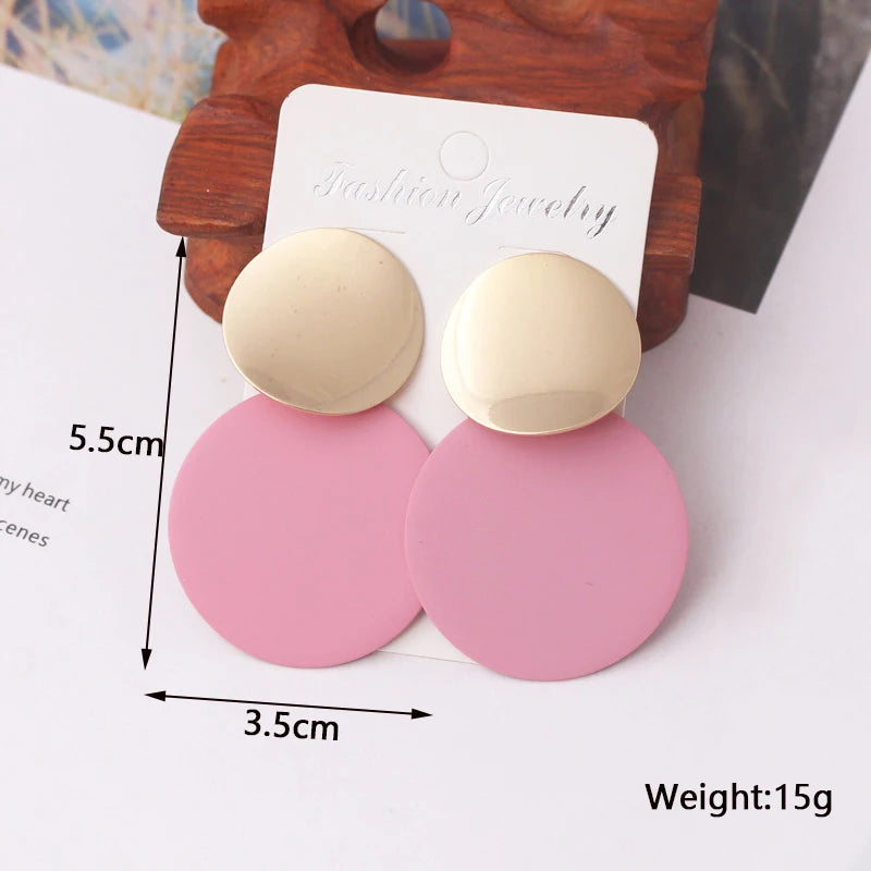 Pink Color Dangle Earrings for Women Korean Fashion Flower Long Hanging Earrings Butterfly Heart Pendants Twist Drop Earrings