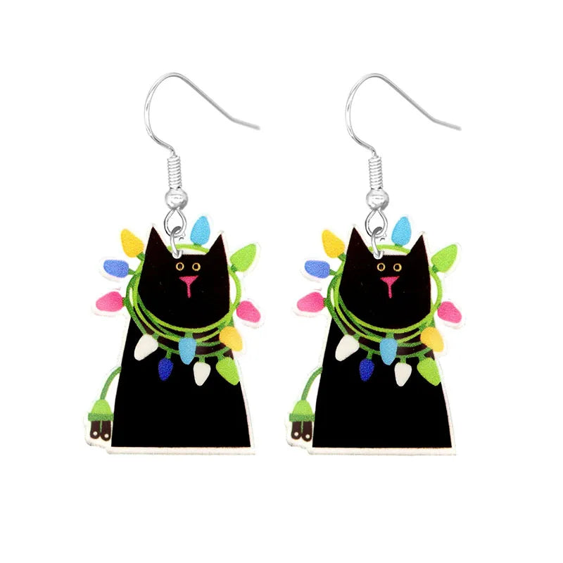 Cute Cat Design Dangle Earrings Acrylic Jewelry Adorable Gift For Women Girls Daily Casual Frog Bee Pig Hamster