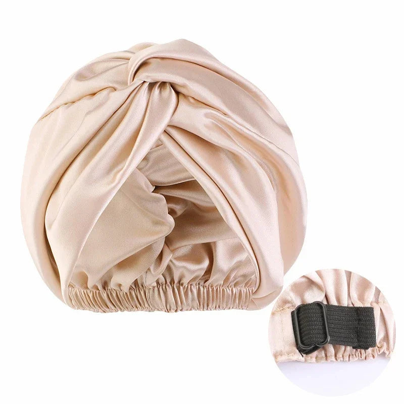 Big Flower Muslim Women Turban Satin Head Wrap Hijab Sleep Night Hat Chemo Cap Indian Elastic Beanie Ladies Hair Loss Headwear - NamafadStore