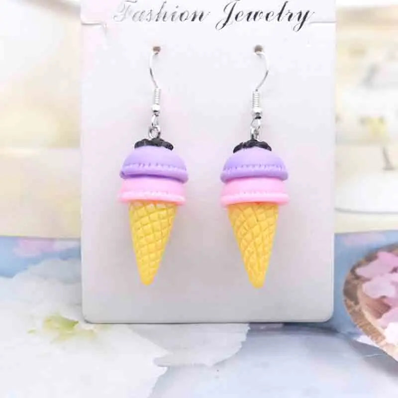 Earring For Women Resin Handmade Cute Animals Ice Cream Drinks Candy Fruits Pissa Drop Earrings Funny Gift