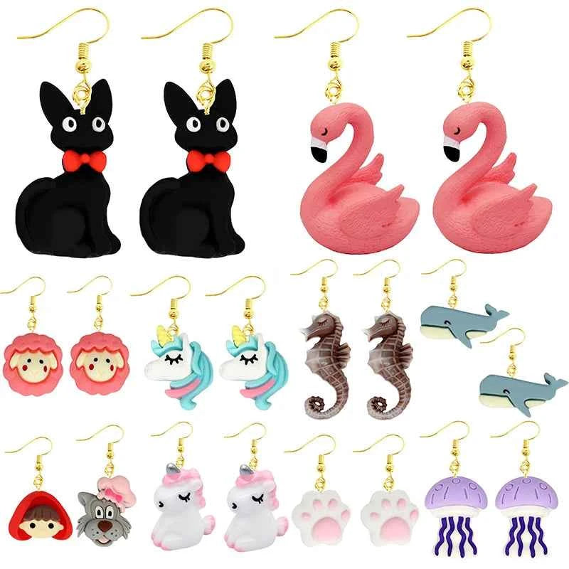 Earring For Women Resin Drop Funny Custom Cute Girls Gift Eardrop Kids Animal Duck Rabbit Flamingo Bird Jellyfish Cat