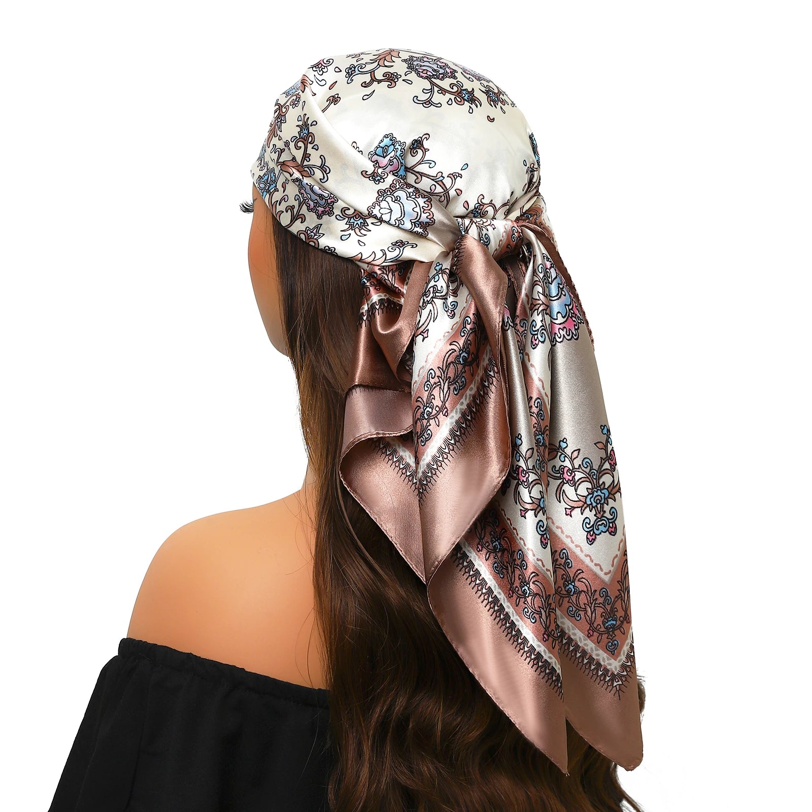 90*90cm Silk Scarf Women Print Hair Neck Square Office Ladies Shawl Bandanna Muslim Hijab Handkerchief Muffler Foulard female - NamafadStore