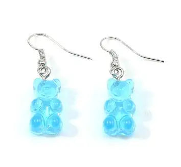 Gradient Candy Color Cute Acrylic Bear Dangle Earrings for Women Girls Gift Korean Fashion Animal Hook Earring Female Jewelry
