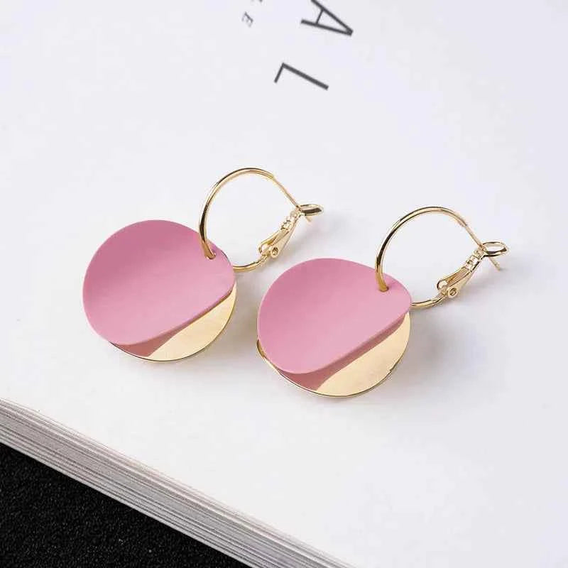 Pink Color Dangle Earrings for Women Korean Fashion Flower Long Hanging Earrings Butterfly Heart Pendants Twist Drop Earrings