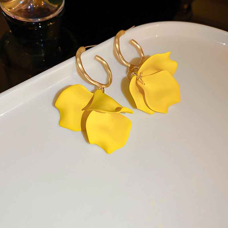 Geometry Yellow Drop Earring for Women 2023 New In Flower Earring Versatile Luxury Designer Jewelry Girls' Night