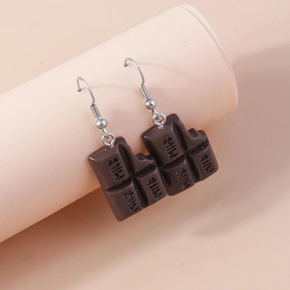 Cute Resin 3D Simulation Food Earrings for Women French Fries Cookies Ice Cream Hamburg Pizza Chocolate Girl Kids Gift