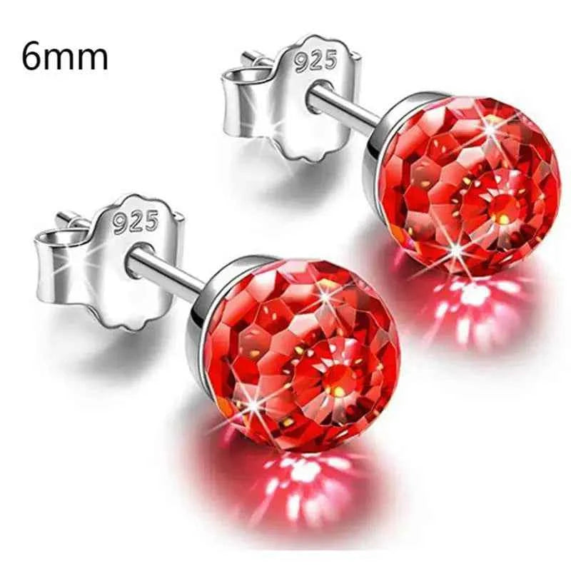 Colorful Girls 6mm Rhinestones Ball stud Earring Jewelry Crystal Stud Earrings Simple Women Multicolor Charming