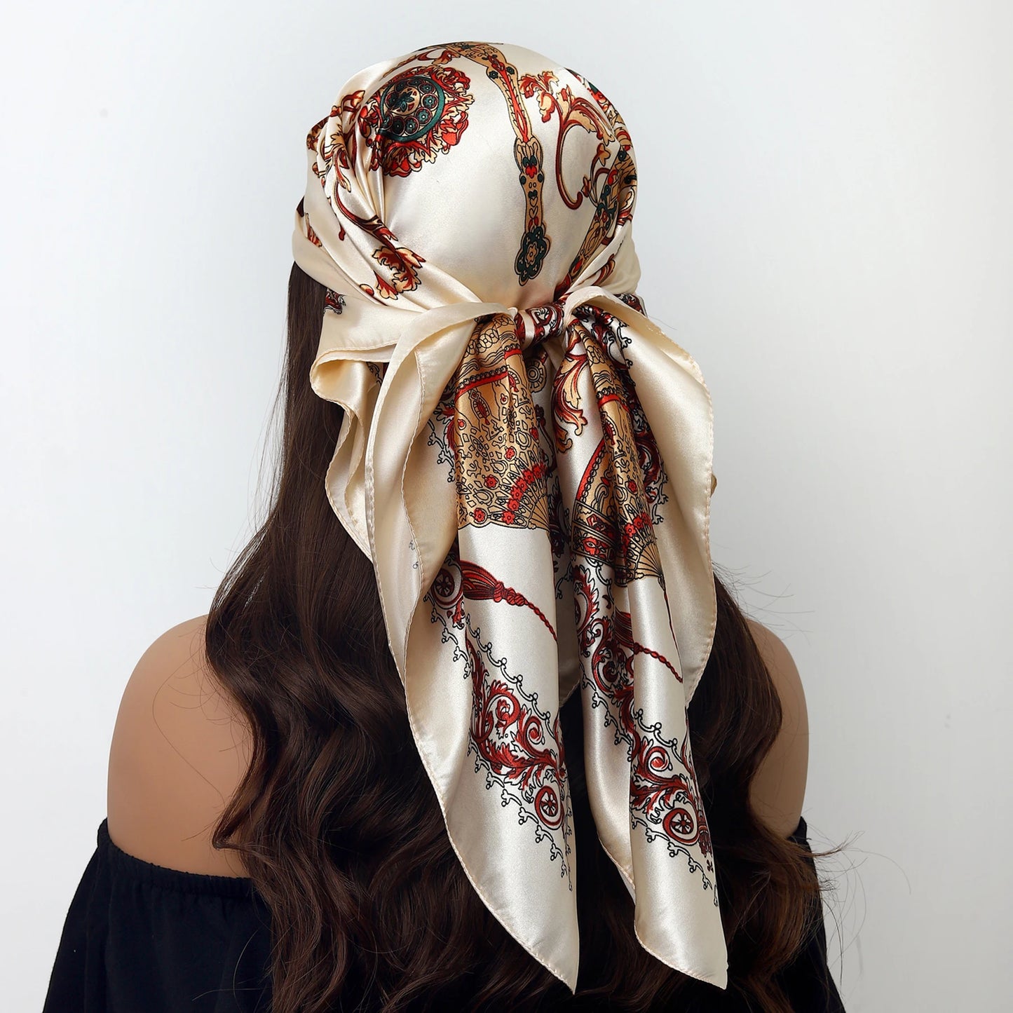 Popular Shawls Europe And America Fashion Bandannas New Print Sunscreen 90X90CM Kerchief Four Seasons Luxury Square Silk Scarves - NamafadStore