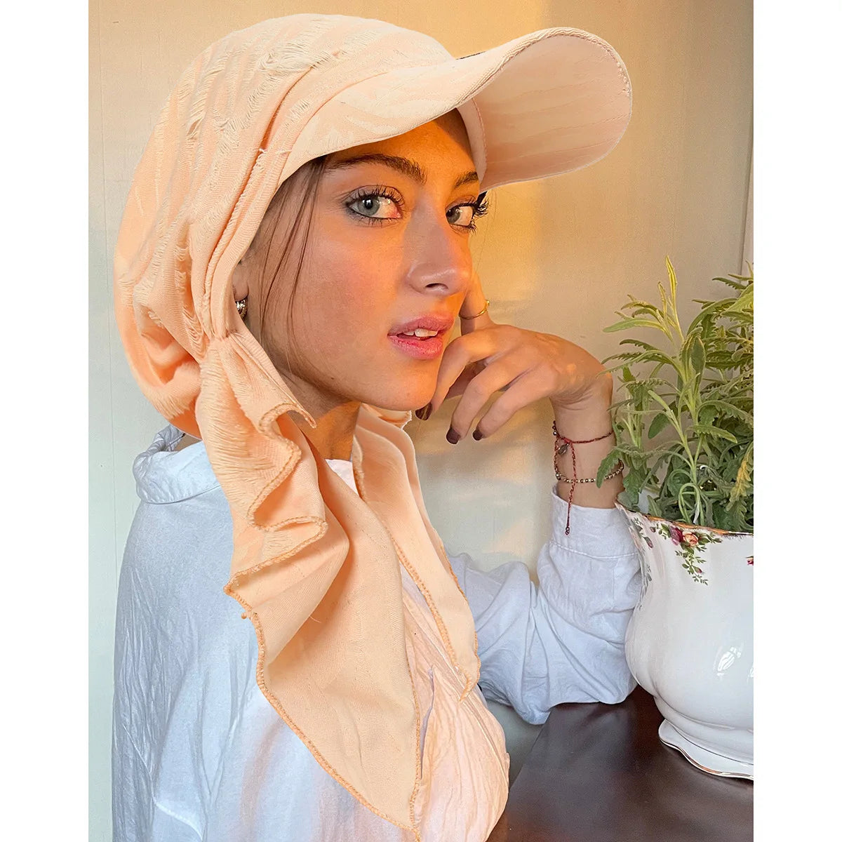 Fashion Muslim Floral Print Hijab Turban Hat for Women Visor Baseball Cap Sun Hats Headscarf Scarf Brim Femme Scarves Bandanas - NamafadStore