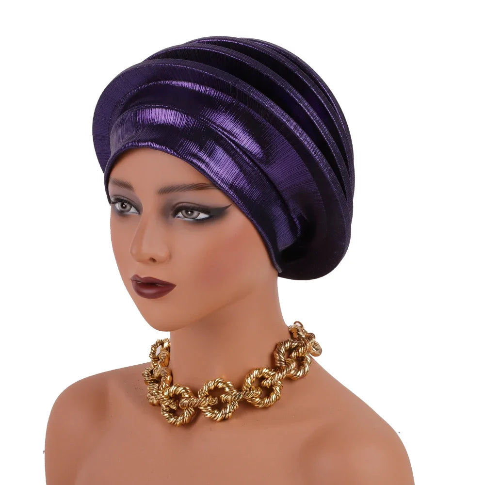 2024 Elegant Spiral Beret for Women Afrcian Lady Head Wraps Female Berets Turban Nigeria Headpiece Wedding Party Gele - NamafadStore
