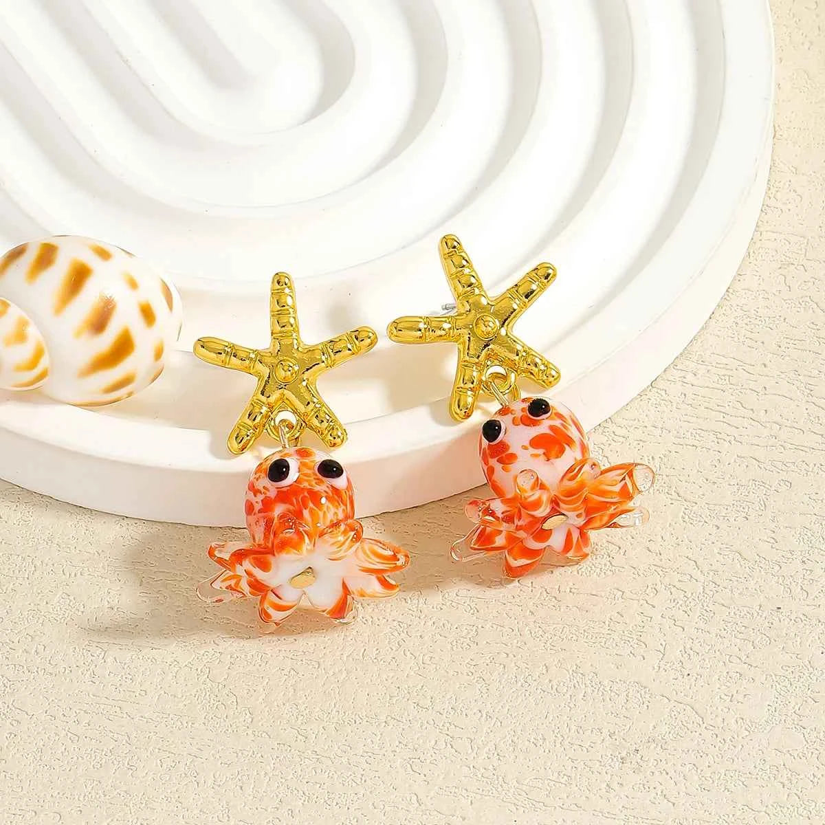 Fashion Enamel Sea Animal Dangle Earrings For Women Cute And Fun Summer Beach Starfish Lobster Crab Jewelry 2025 Ear Accessories