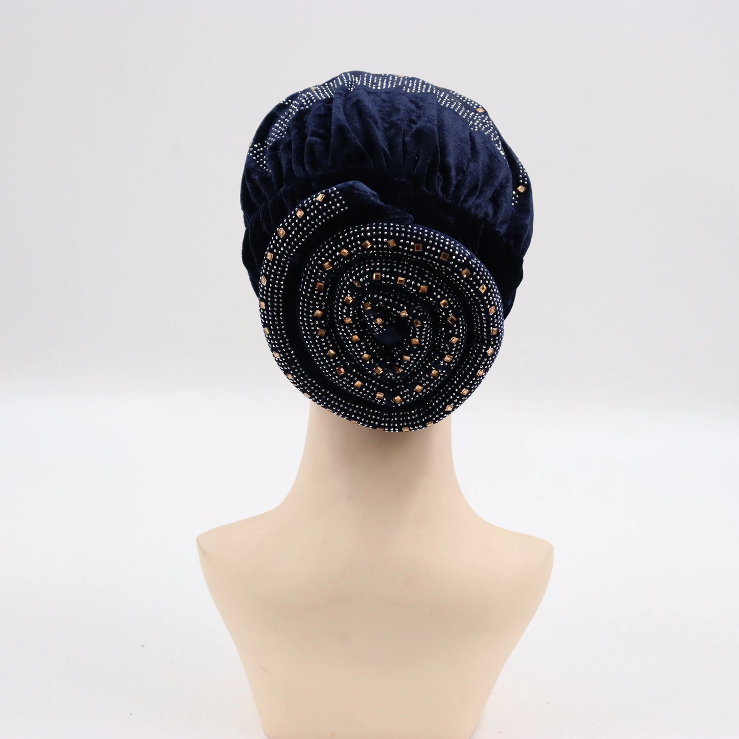 Soft Velvet Turban Cap for Women Muslim Headscarf Bonnet Elastic Female Headpiece Stylish Glitter Diamonds African Head Wraps - NamafadStore