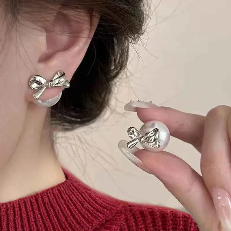 New Arrival Stud Earrings Fashion Animal Metal Women Trendy Bees Pearl Double-sided Two-wear Earrings Light Luxury Jewelry