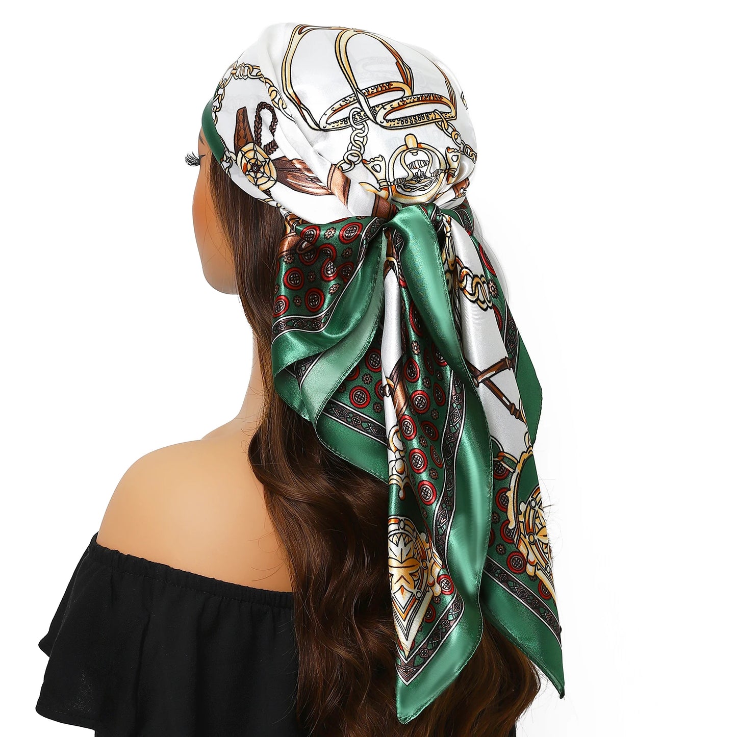 1 piece 35.4 inches Women Shawls Fashion print Summer Kerchief Luxury Brand 90X90CM Bandanna New Foulard Satin Square Headcloth - NamafadStore