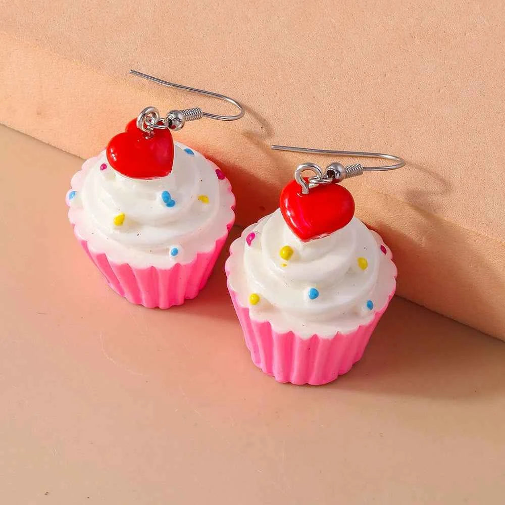 Cute Resin 3D Cake Earrings for Women Girls Simulation Food Drop Earrings Kid's Party Holiday Jewelry Gifts
