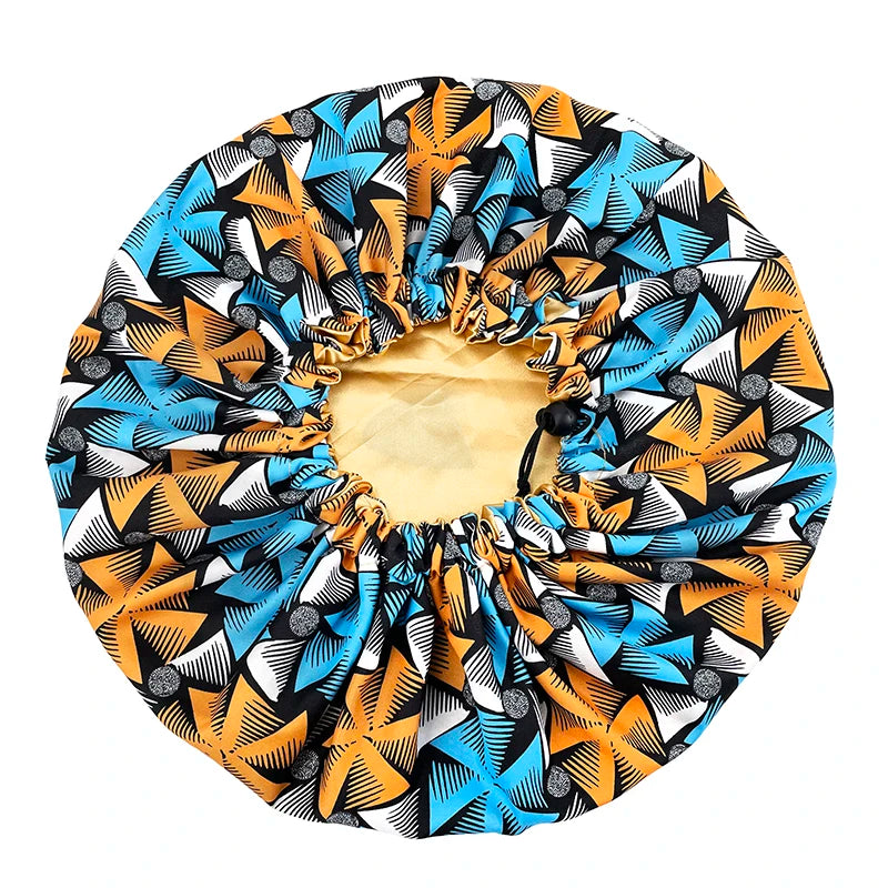 New Big Print Ankara Women Satin Bonnet Head Cover Silky Satin Elastic Sleep Cap Ladies Head Wrap Hat Hair Accessories Fashion - NamafadStore