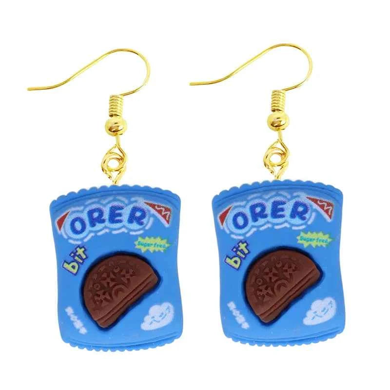 Women Earring Resin Drop Funny Custom Cute Girls Eardrop Kids Chocolate Strawberry Hamburger Hot Dog Mushroom Broccoli Coffee