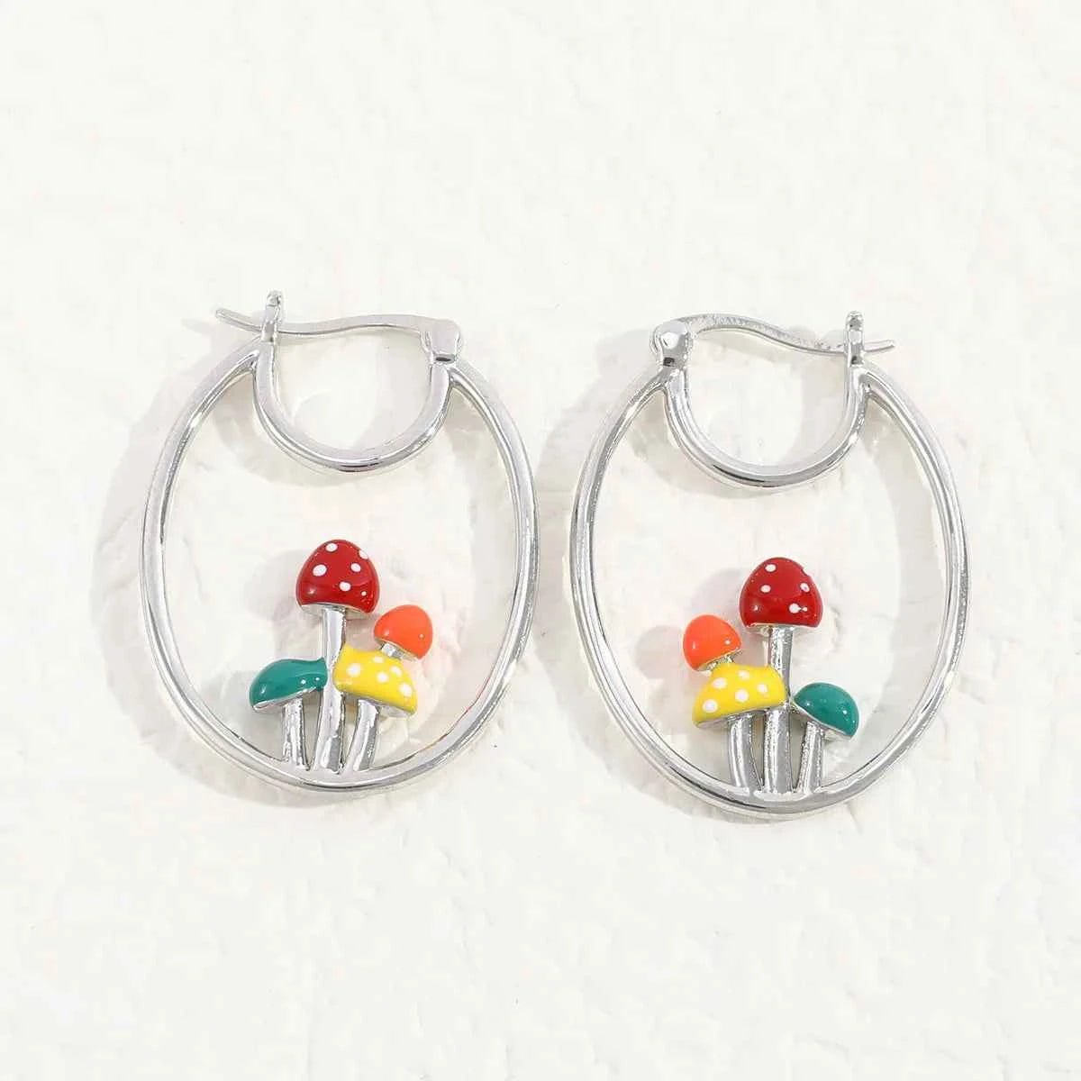 Makersland Unique Earring For Women Cute Mushroom Hoops Gold Color Sweet Butterfy Bee Earrings Trendy Designer Jewelry Luxury