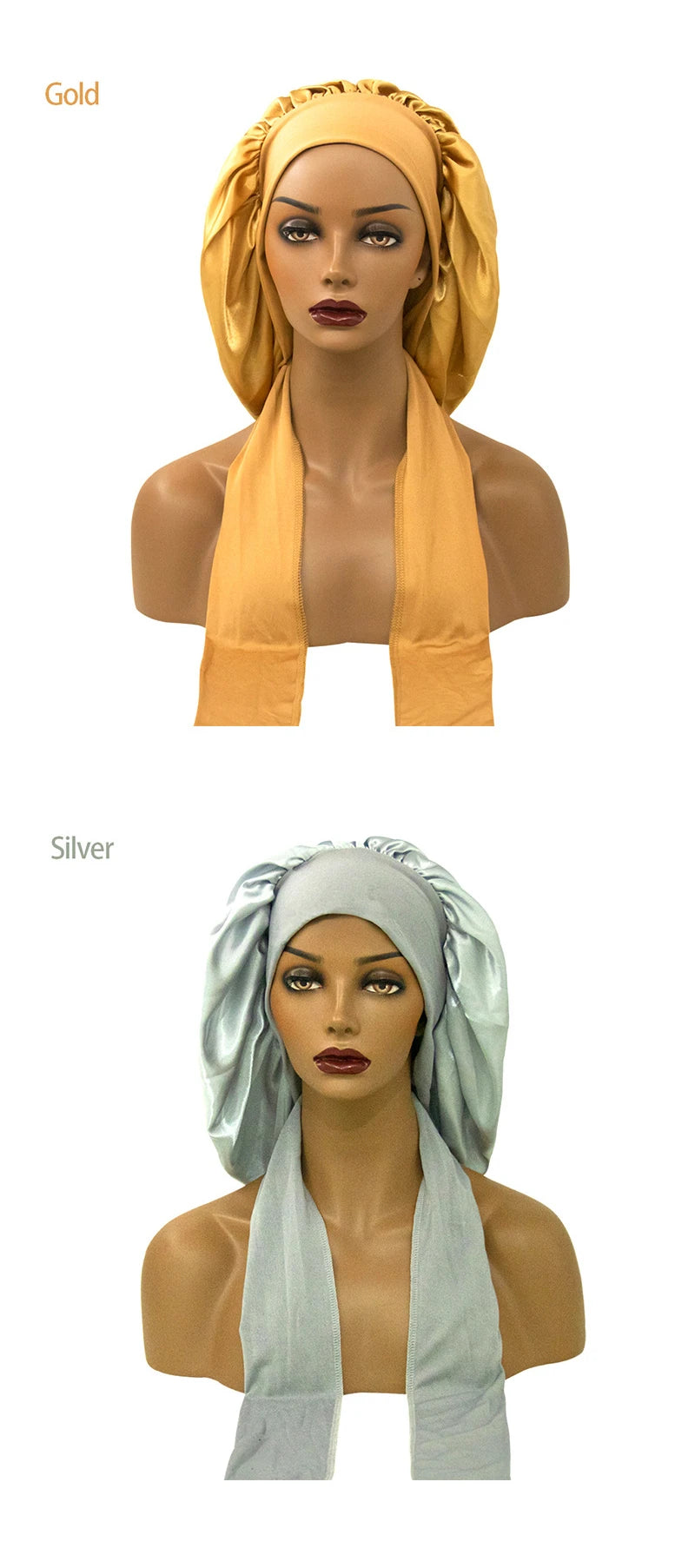 Women Satin Widened Sleep Hat Night Sleep Cap with Long Streamer Hair Care Bonnet Nightcap Elastic Cap De Nuit Shower Turban