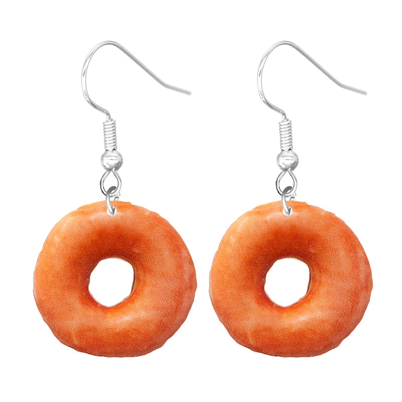 Food Earring 2D Handmade Cute Interesting Taco Corn Crunchy Burger Biscuits French Fries Ice Cream Cheese Cute