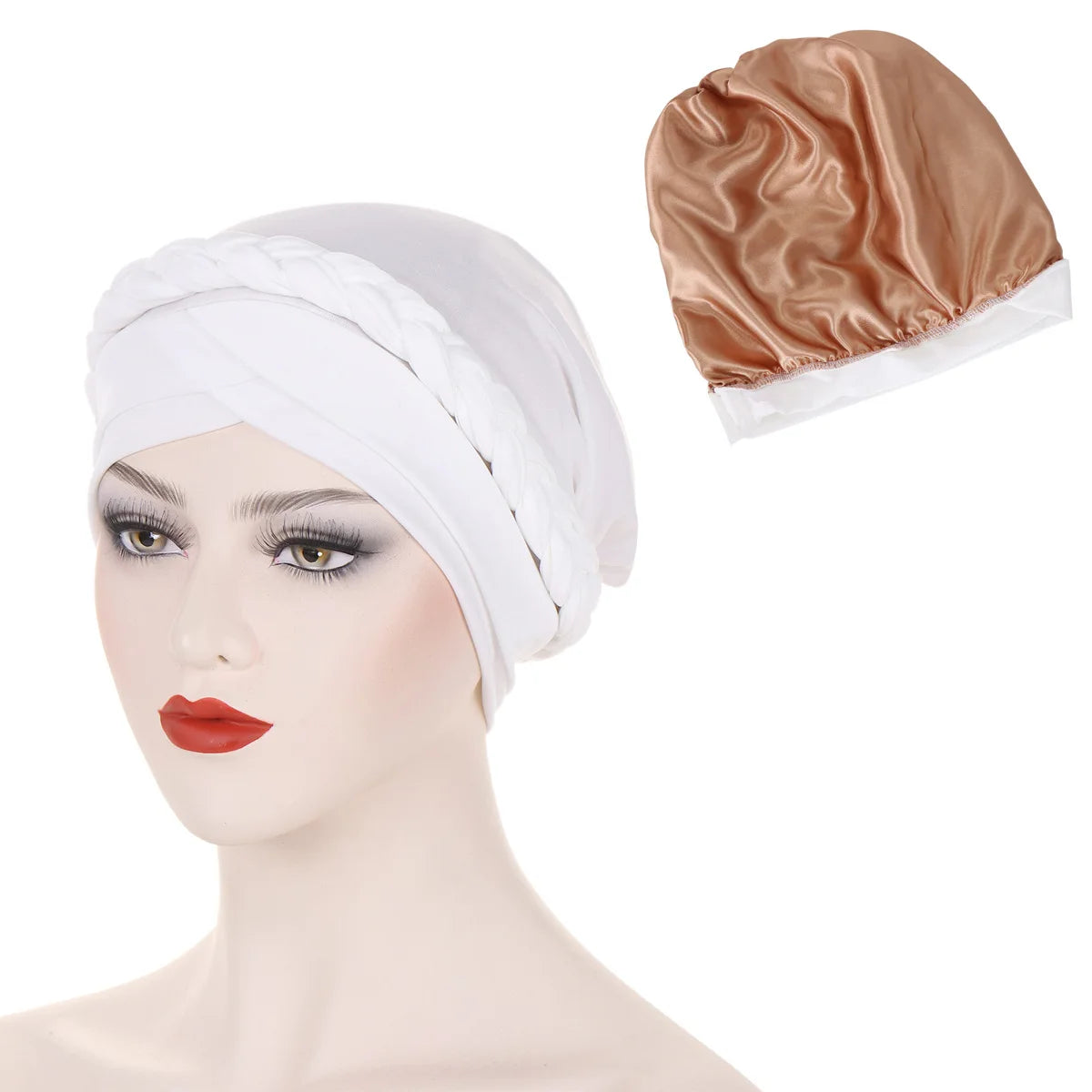 Crossed Forehead Satin Lined Muslim Turban For Women Islamic Inner Hijab Cap UnderScarf Arab wrap Head Scarves turbante mujer - NamafadStore