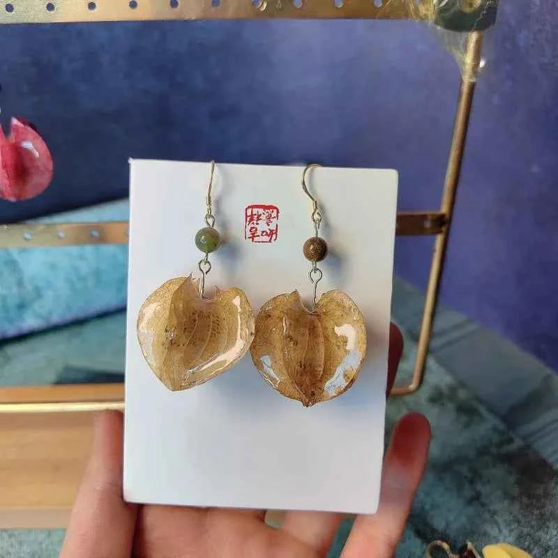 Multicolor Natural Flower Earrings Handmaking Epoxy Resin Natural Flower Earrings Unique Plant Earring Floral Jewelry Wholesale