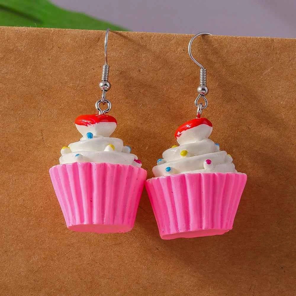 Cute Resin 3D Cake Earrings for Women Girls Simulation Food Drop Earrings Kid's Party Holiday Jewelry Gifts