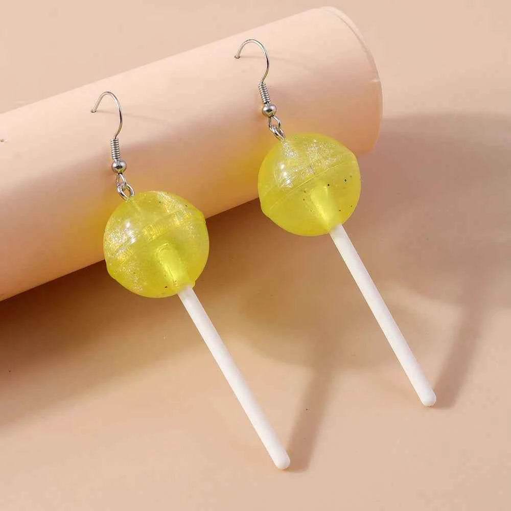 Cute Resin Candy Lollipop Earrings for Women Mini 3D Simulation Food Dangle Earrings Girls Kids Jewelry Gifts