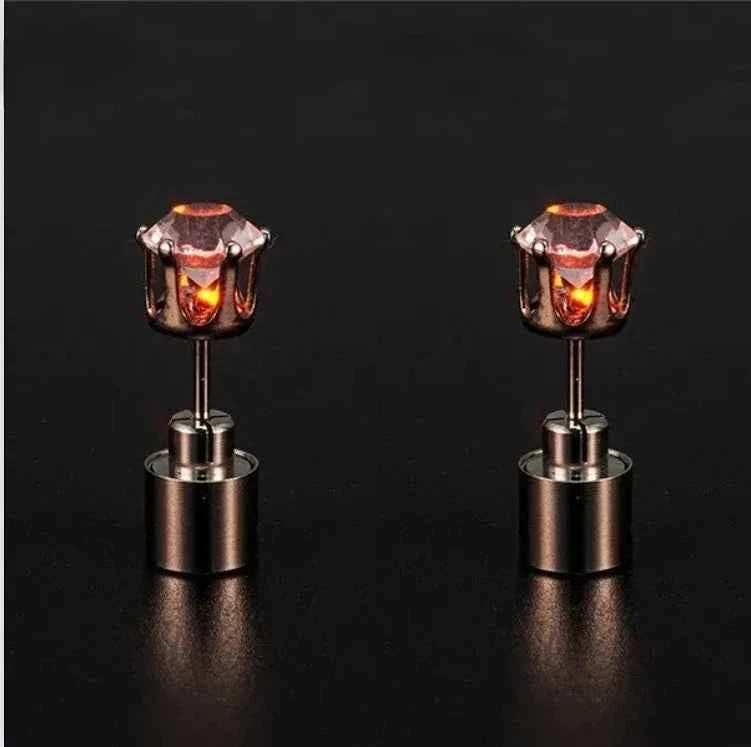 Unique Boys Girls LED Light Bling Studs Earrings Christmas Gift Halloween Party Night Earring Studs Fashion Jewelry