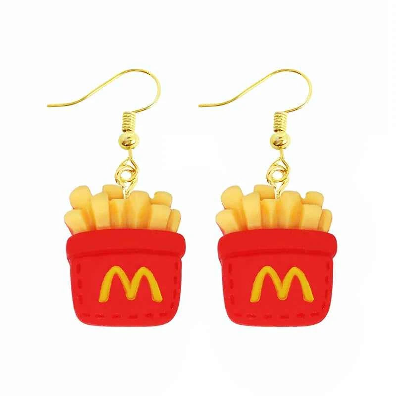 Earrings For Women Girls Cute Foods Hamburg Pizza Chicken Leg Candy Bottle Handmade Candy Kids Funny Resin
