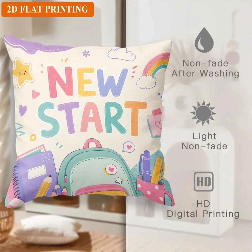 Cute New Start Back to School Pillow Covers Throw Pillow Cases Planner Theme Decor for Girls Nursery Room Home Accents Aesthetic