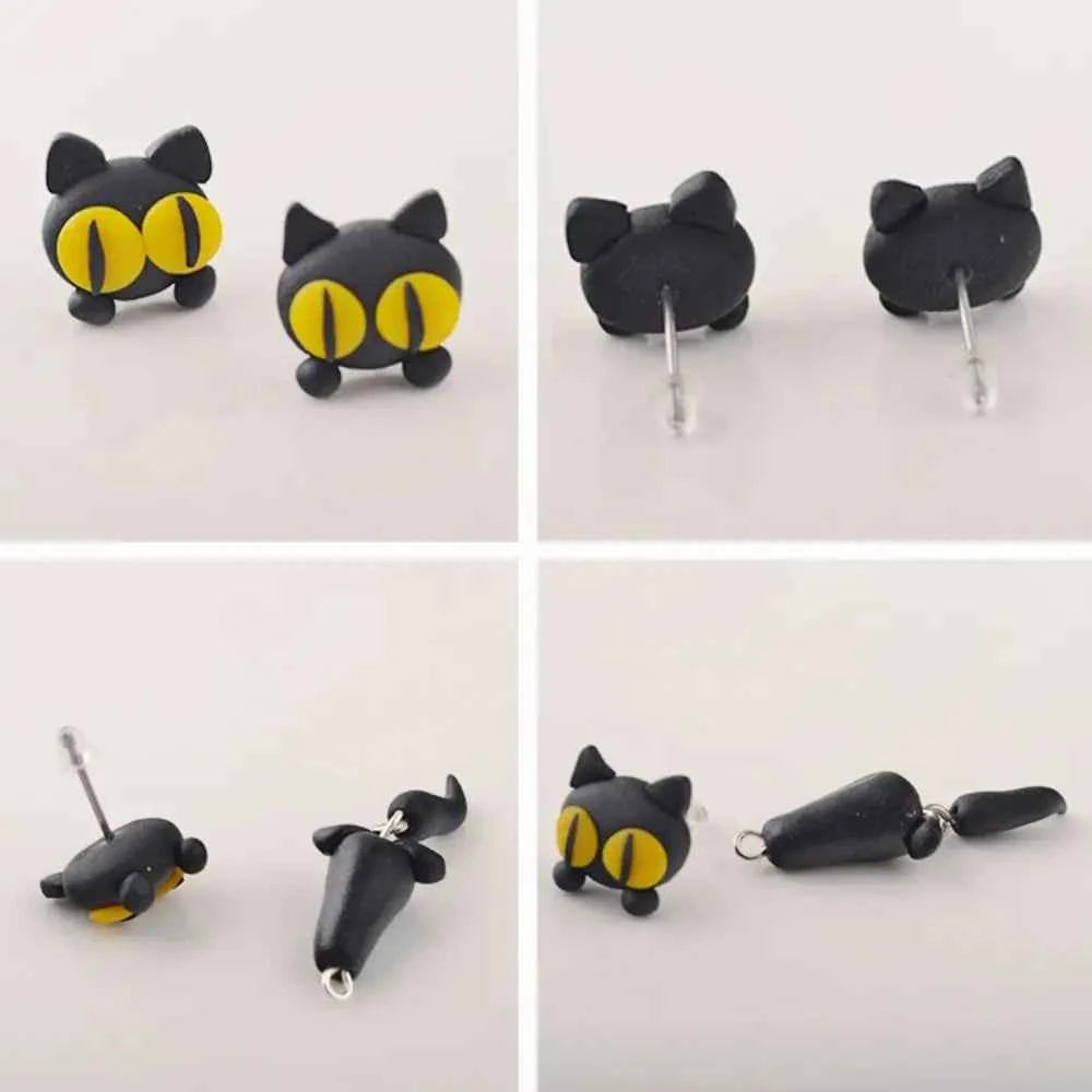 Lady Sweet Fashion Design Raccoon Cat Soft Clay Carrot Korean Earrings 3D Animal Earring Cartoon Stud Earrings Women Jewelry